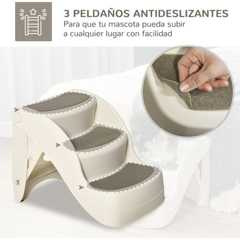Escalier pliable 3 marches pour chiens et chats. pour lit et canapé. 49 x 38 x 38 cm. crème (1/5)