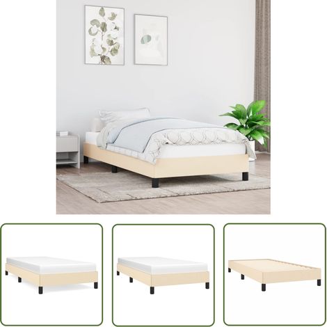 The Living Store Cadre de lit sans matelas crème 90x190 cm tissu - Cadre De Lit - Lit Simple - Lit Adulte - Literie - Meuble Chambre (1/5)