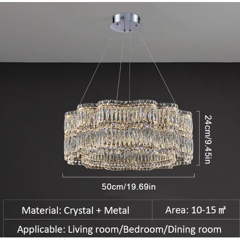 Elegante Kristall-Pendelleuchte Ø 50 cm, LED Deckenlampe mit 3 Lichtfarben, Modernes Design für Wohn- und Esszimmer