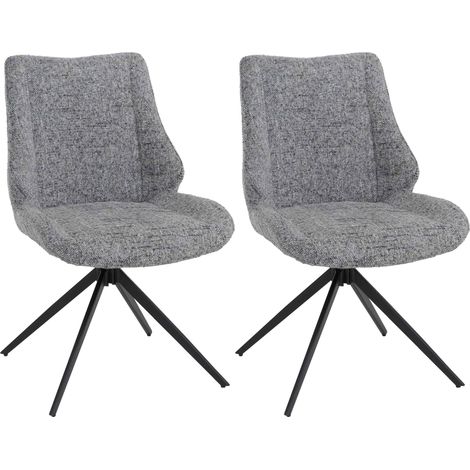 2er-Set Esszimmerstuhl HHG-961, Küchenstuhl, drehbar Auto-Return, Stoff/Textil Chenille (410g/m²) Öko-Tex hellgrau (1/5)