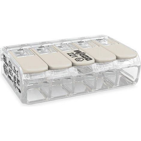 WAGO 221-485 Verbindungsklemme flexibel: 0.20-4 mm² starr: 0.20-4 mm² Polzahl: 5 1 St. Transparent, (1/2)