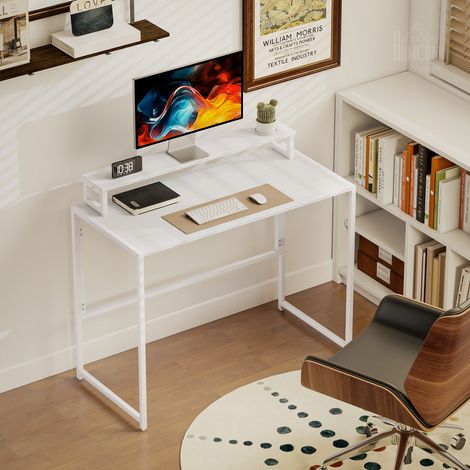 Bureau/table d'ordinateur pliante avec support pour écran, pour bureau à domicile, 100 x 48 x 87,5 cm (1/5)