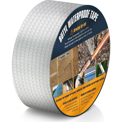 Butyl Tape 50 mm W 5 m L Aluminium Adhesive Tape Waterproof Adhesive Tape Repair Roofs Pools PVC Pipes (1/5)