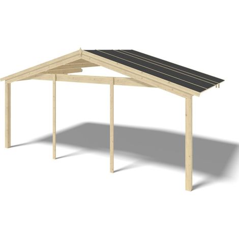 Tettoia di terazzo in legno - 6x3m - colore naturale - DOM556 (1/4)