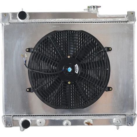 Radiador, aleación de aluminio, tamaño del núcleo 425 mm × 599 mm × 26 mm, tamaño total 564 mm × 618 mm × 110 mm, diámetro de entrada 34 mm, diámetro de salida 34 mm (1/5)