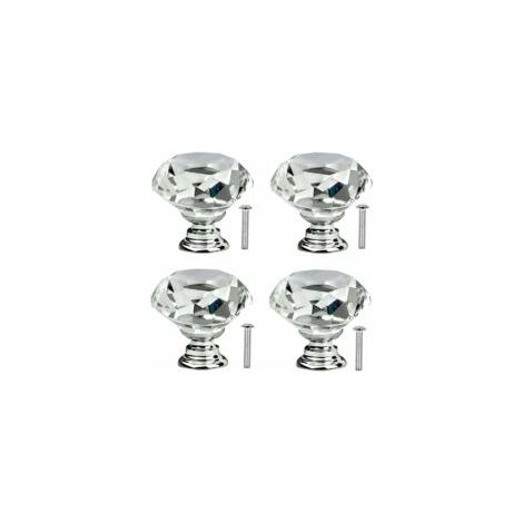 pomos de cristal con forma de diamante para puertas de armarios, muebles y cajones - Pomos de cristal con tornillos para cajones de cocina y tocadores - Tiradores de cristal de 30 mm para puertas de c (1/4)