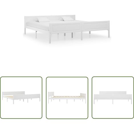 Lit Bois de pin massif Blanc 200x200 (1/5)