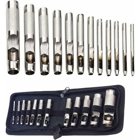 Kit de herramientas de perforación para cuero, correas de reloj, lona y ojales de 3 a 19 mm (metal), 12 unidades (1/5)