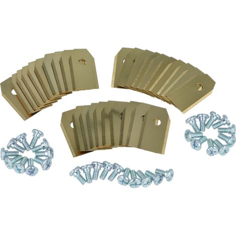 vhbw 30x Lames compatible avec Flymo 1200R tondeuse Lames de rechange, or / argenté, apatite de titane (1/5)