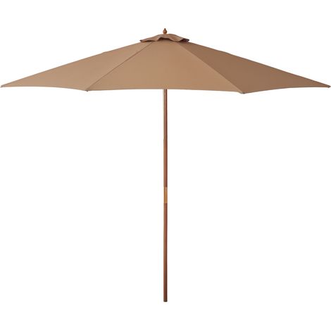 Sonnenschirm Ø 300 cm, Sonnenschirm mit UV Schutz Balkonschirm aus Holz Strandschirm stabil Marktschirm Sonnenschutz für Strand Terrasse Garten, Khaki