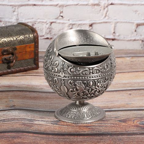 Globe en métal antique en forme d'aigle, style rétro, avec couvercle, cendrier décoratif, cadeau artisanal