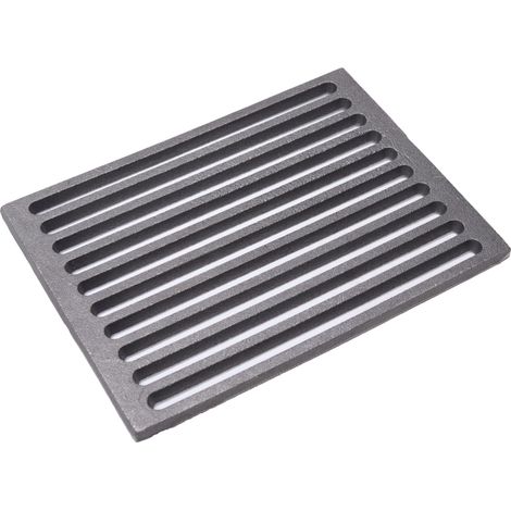 Fonderia Bongiovanni – Grille en fonte 30 x 22 x 1 cm – Pour cheminée, poêle, barbecue – Améliore le tirage du conduit de fumée – Fond pour cendres