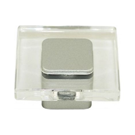 Bouton de meuble carré 40x40mm en plastique couleur transparent chromé mat - CADAP - B0335/37.T5V