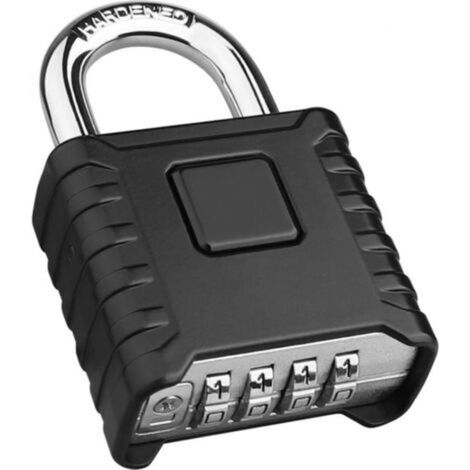 4 Digit Code Padlock, Waterproof Outdoor Padlock, Heavy Duty and Anti-Theft, 8mm Latch Combination Padlock, Outdoor Garage Door Lock-Black (1/5)