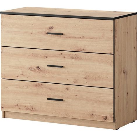 Commode 3 tiroirs Nantes noir et bois (1/4)