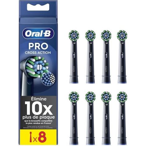 Brossettes - ORAL-B - CROSS ACTION PRO - Pack mit 8 Stück - Schwarz