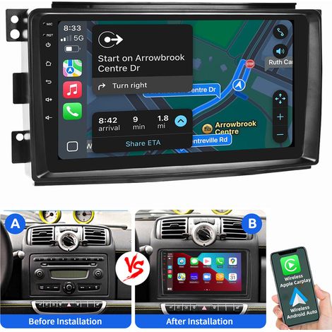 Pour Smart Fortwo 451 2005-2010 Autoradio Android Auto Carplay (1/5)
