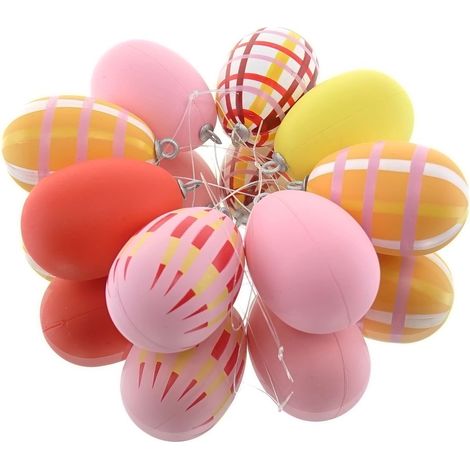 Decoris® Ostereier Bunt mit Aufhängern Ø 3,5 cm Höhe 5 cm 8er Set - Polystyren (1/3)