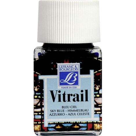 Peinture vitrail - Lefranc Bourgeois - Bleu ciel - Flacon de 50ml (1/2)