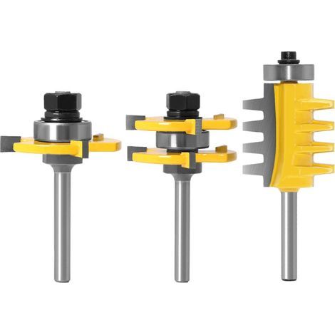 3-teiliges Hartmetall-Fräserset mit 6-mm-Schaft – 3-schneidiger T-förmiger Nut- und Federfräser für Holzbearbeitungswerkzeuge (1/5)