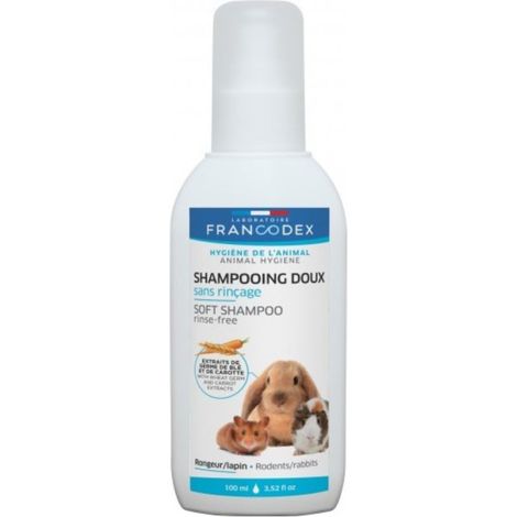 Shampooing Doux Sans Rinçage, 100 ml, pour Rongeurs et Lapins - Francodex