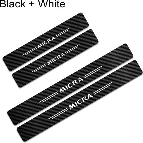 (Noir et blanc) Pour Nissan Micra : 4 protections de seuil de porte en fibre de carbone,autocollants et accessoires auto (1/3)