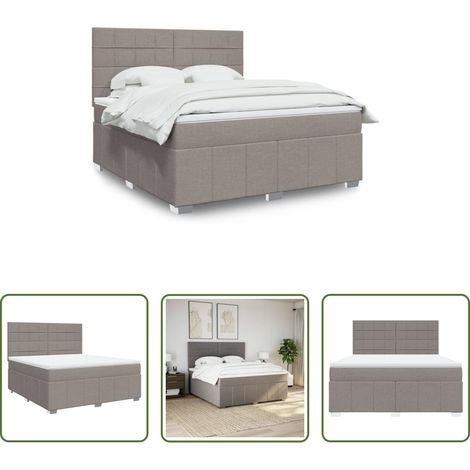 vidaXL Taschenfederkern - Boxspringbett mit Matratze Taupe 180x200 cm Stoff (1/5)