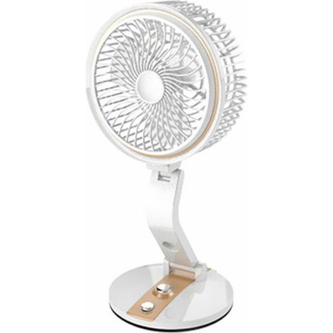 Ventilateur Rechargeable Usb Avec Veilleuse Vitesse Et Luminosite Reglables Ventilateur Mural Et De Bureau Multifonctionnel Pour Voyage En Plein Air De Bureau A Domicile, Or (1/5)