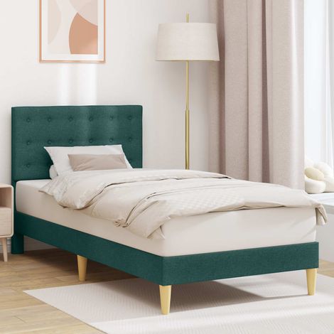Cadre de lit 80 x 200 cm avec tête de lit en tissu vert foncé et lattes incluses - PANGIVO (1/5)