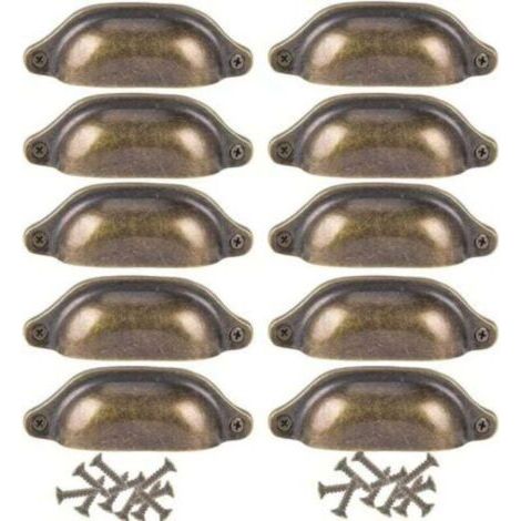 10Pcs Poignée Coquille Rétro Poignee de Meuble Vintage pour Placards Armoire Commode Tiroirs (1/4)