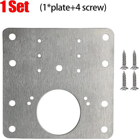 (1 jeu) Plaque de réparation pour charnière de porte d'armoire en acier inoxydable, kit de montage avec vis et outils de quincaillerie pour meubles (1/5)