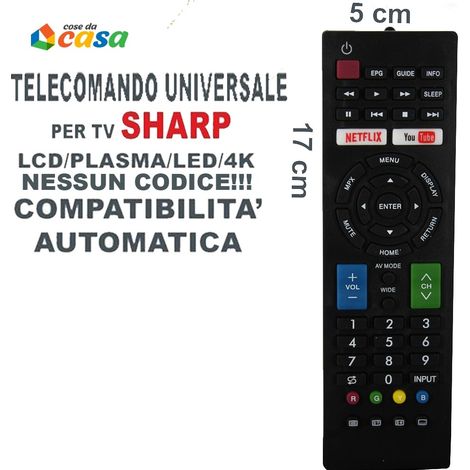 Telecomando universale compatibile con SHARP per tv televisore plasma lcd 4k (1/5)