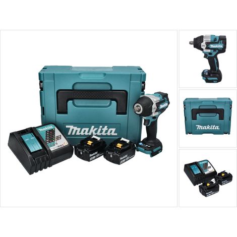 Llave de impacto sin cable Makita DTW 700 RMJ 18 V 700 Nm 1/2" XPT Sin escobillas + 2x batería recargable 4,0 Ah + cargador + Makpac