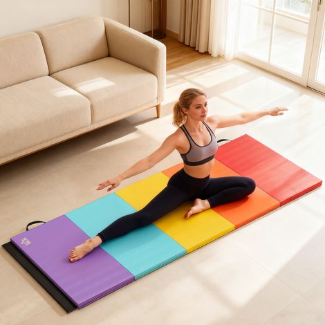 Tapis de fitness/yoga pliable à 5 panneaux, 195 x 76 x 3 cm, coloré (1/5)