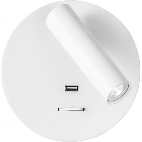 FABRILAMPE 171561R01 Wandleuchte 3w 4000k Giotto Rund Weiß USB Port 150lm C/switch 14x14x12cm Orientb