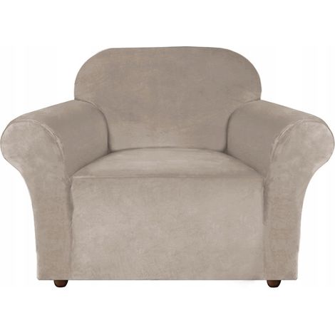 FUNDA PARA SILLÓN/SOFÁ TERCIOPELO BEIGE CAPUCHINO 1 PLAZA [22Z1] (1/5)