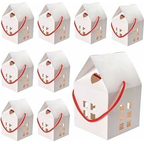 26 Pcs BoîTes En Papier Kraft, Petits Coffrets Cadeaux Kraft BoîTe Cadeau En Papier Kraft BoîTes-Cadeaux En Papier Kraft Pour L'Artisanat, 8x8x7.5cm, Pour Cadeau De Bricolage, Mariage, FêTe (Blanc) (1/5)
