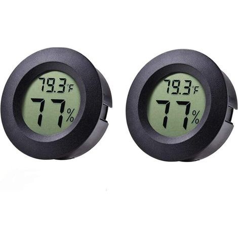 Mini termometri e igrometri, confezione da 2 per frigorifero e congelatore, igrometro elettronico, termometro interno integrato, rilevatore di temperatura e umidità UD01 nero (1/4)