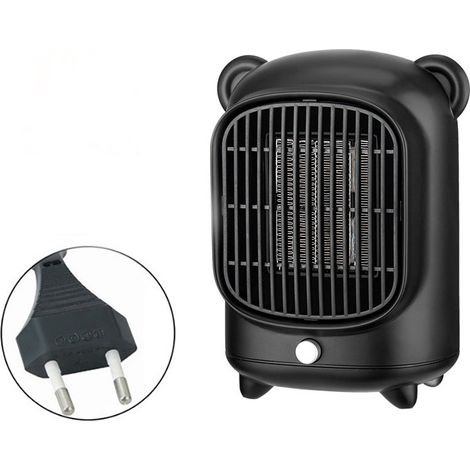 RGE Green Radiateur soufflant électrique portable en céramique PTC Petit radiateur en céramique Mini radiateur soufflant avec thermostat réglable 500 W Prise US Protection contre la surchauffe (Noir) (1/5)