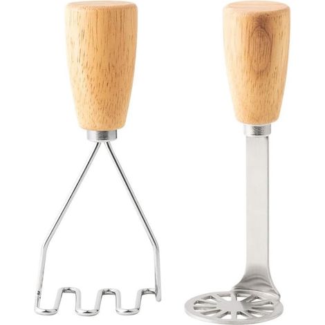 Mini schiacciapatate - schiacciapatate in acciaio inox con manico in legno - utensile da cucina - per patate, fagioli, carne, verdure, salvaspazio - Mini Duo (1/5)