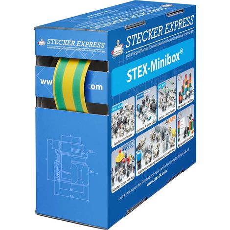 STEX24 Schrumpfschlauch 3:1, Minibox mit 1,8m, grün/gelb 18,0/6,0mm, 3/4 Zoll, WSB3 Schrumpftemperatur mind. 70°C, vollständig bei mind. 100°C - 1 Stück (1/2)