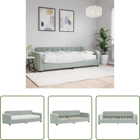 Canapé-lit - Lit de jour avec matelas gris clair 80x200 cm velours (1/5)