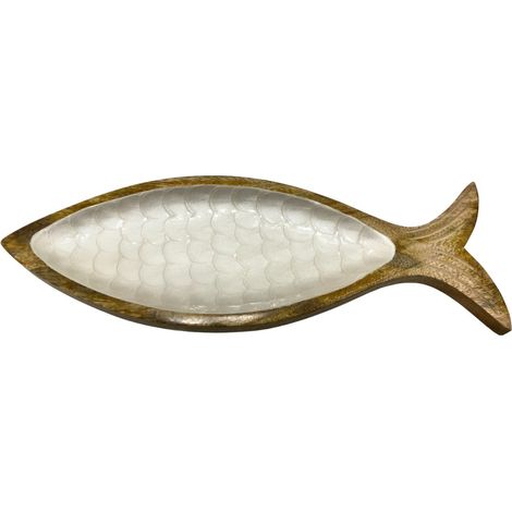 Signes Grimalt Bandeja De Decoración Novedad  Bandeja Pez L Novedad Marrón 13x38x3cm 39854 (1/5)