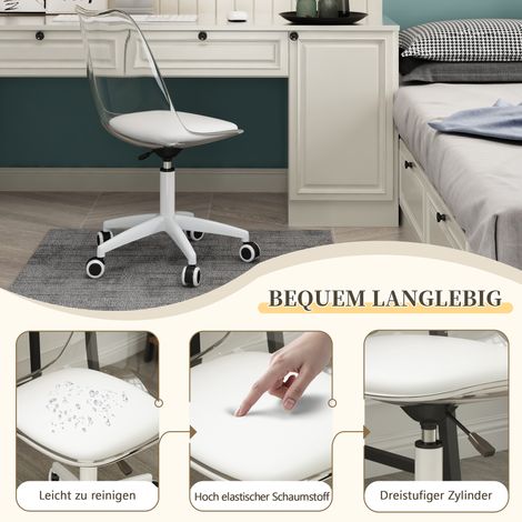Chaise de bureau ergonomique, pivotante à roulettes, travail à domicile, réglable en hauteur, roulettes, assise design, salle à manger conviviale (1/5)