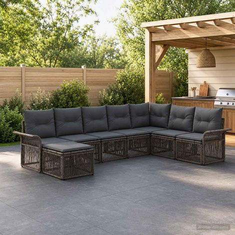 Set Divano da Giardino 8 pcs Grigio polyrattan vidaXL (1/5)