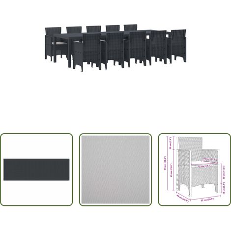 Terrassenstuhl - Garten Essgruppe 11 pcs Anthrazit und Hellgrau (1/5)
