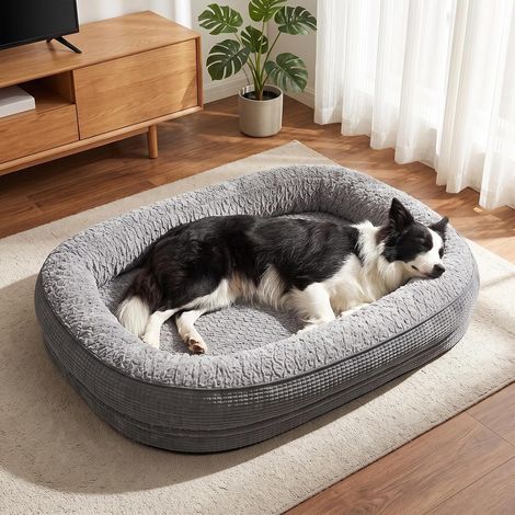 Panier Chien Grande Taille, Lit pour Chien Orthopedique et Dehoussable, Coussin Memoire de Forme Canapé Chiens Imperméable, 89x63x18 cm (1/5)