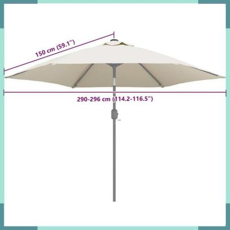 313795 Tissu de remplacement pour parasol d'extérieur Blanc 300 cm (1/5)