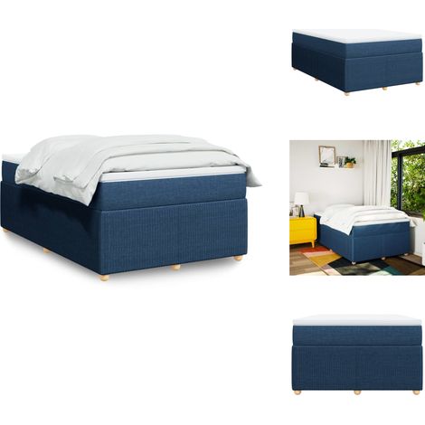 Sommier à lattes de lit avec matelas bleu 120x190 cm tissu - Sommier À Lattes De Lit - Sommiers À Lattes De Lit - Lit - Meuble De Chambre À Coucher (1/5)