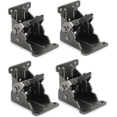 4 Pcs Charnière pliante autobloquante 90, support pliable, Charnières Pliable Invisible, verrouillage extension table support d'étagère pliable en tôle d'acier pour table de travail (1/5)